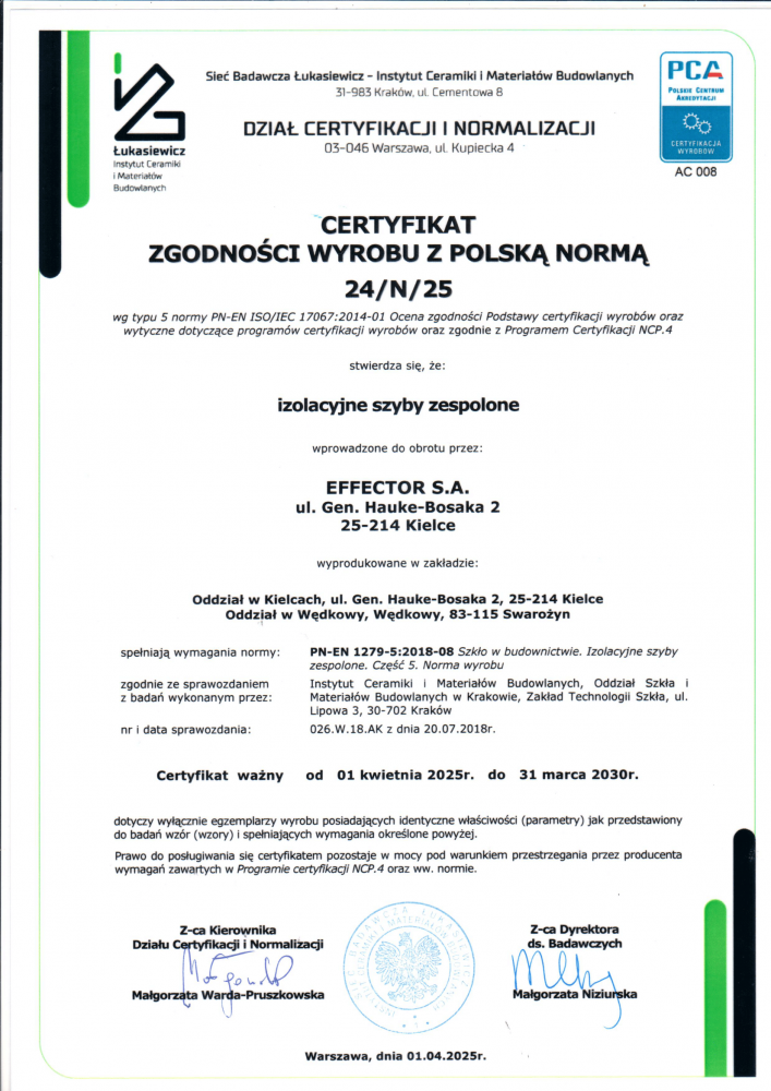 zgodność wyrobu z Polską normą 24_N_25 -1